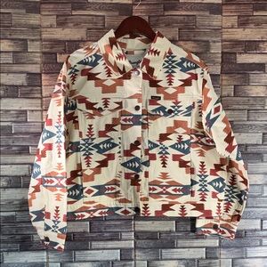 Worn Once Women’s Wrangler Aztec Western Printed Cropped Boyfriend Jacket XXL